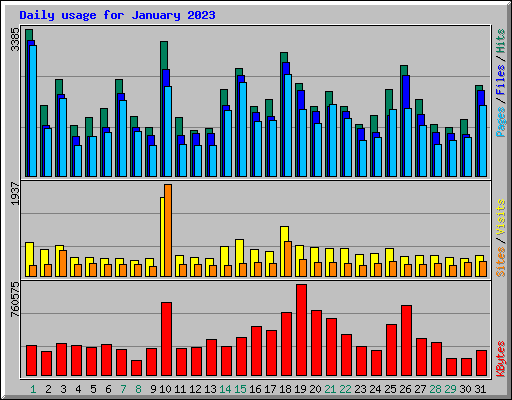 Daily usage for January 2023