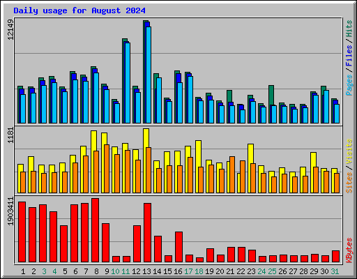 Daily usage for August 2024