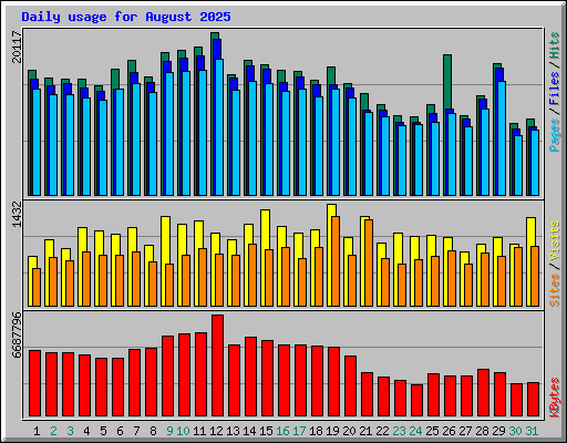 Daily usage for August 2025