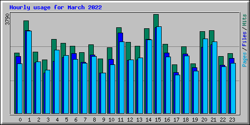 Hourly usage for March 2022